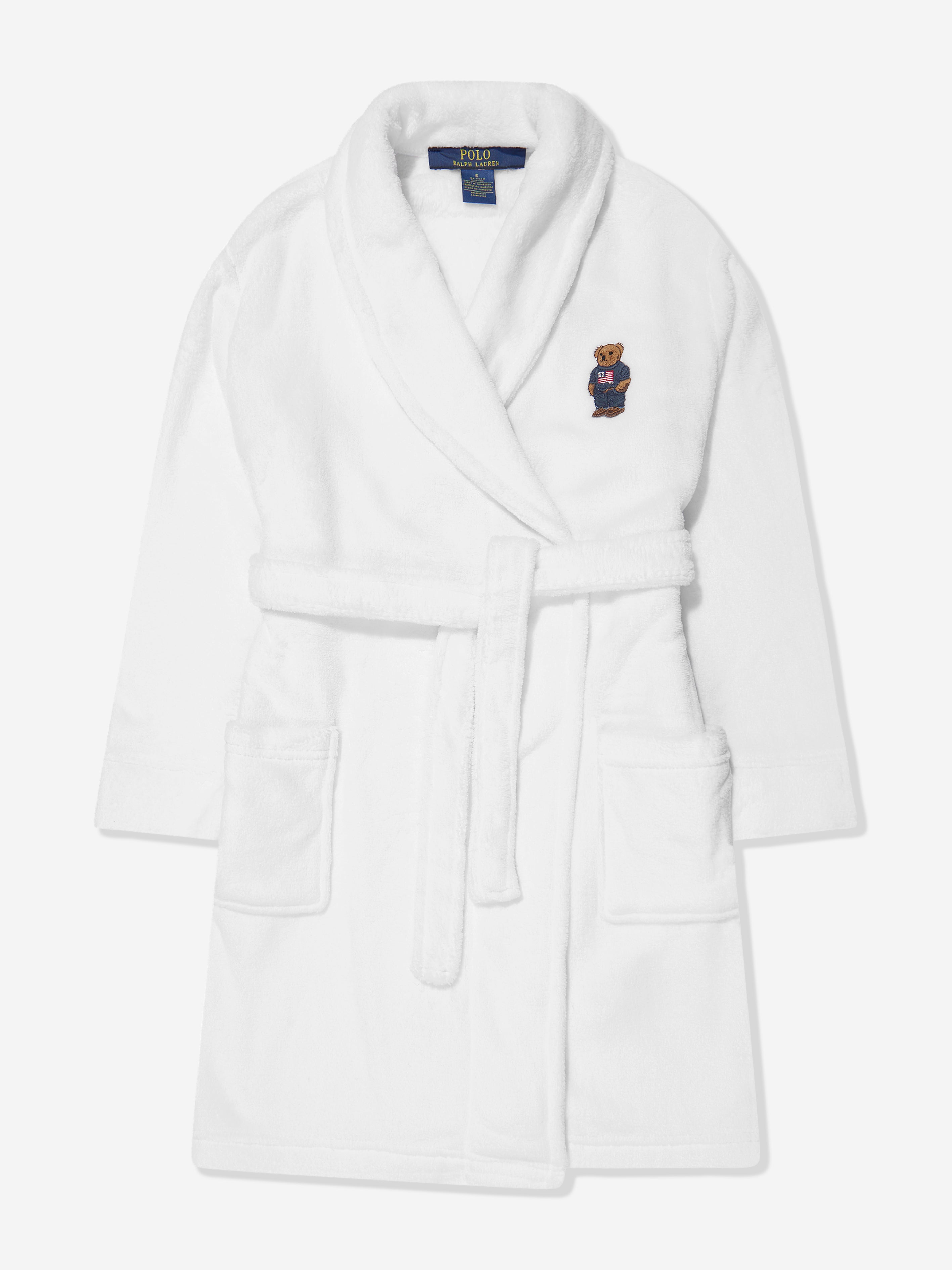 Ralph Lauren Boys Bear Patch Bathrobe in White