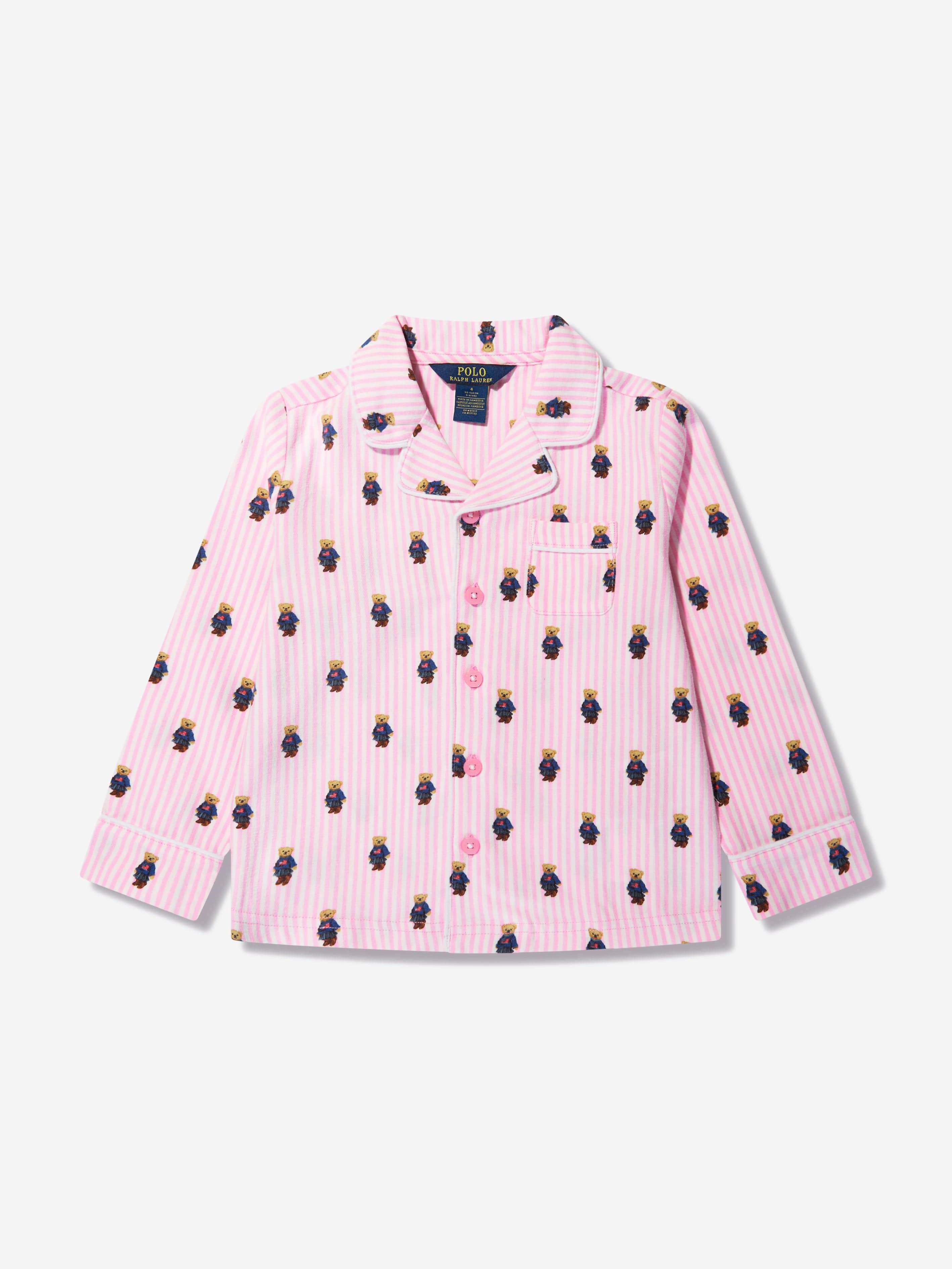 Ralph Lauren Girls Bear Pyjamas Set in Pink
