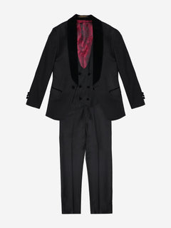 Romano Boys Banana Collar 3 Piece Suit in Black