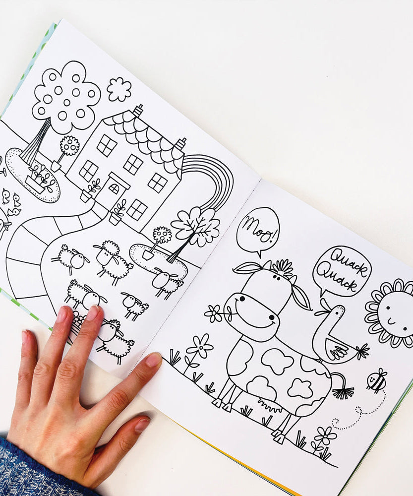Rachel Ellen - On The Farm Libro da colorare e attività con scene adesive
