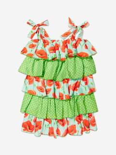 Selini Action Girls Ruffle Poppy Dress in Green