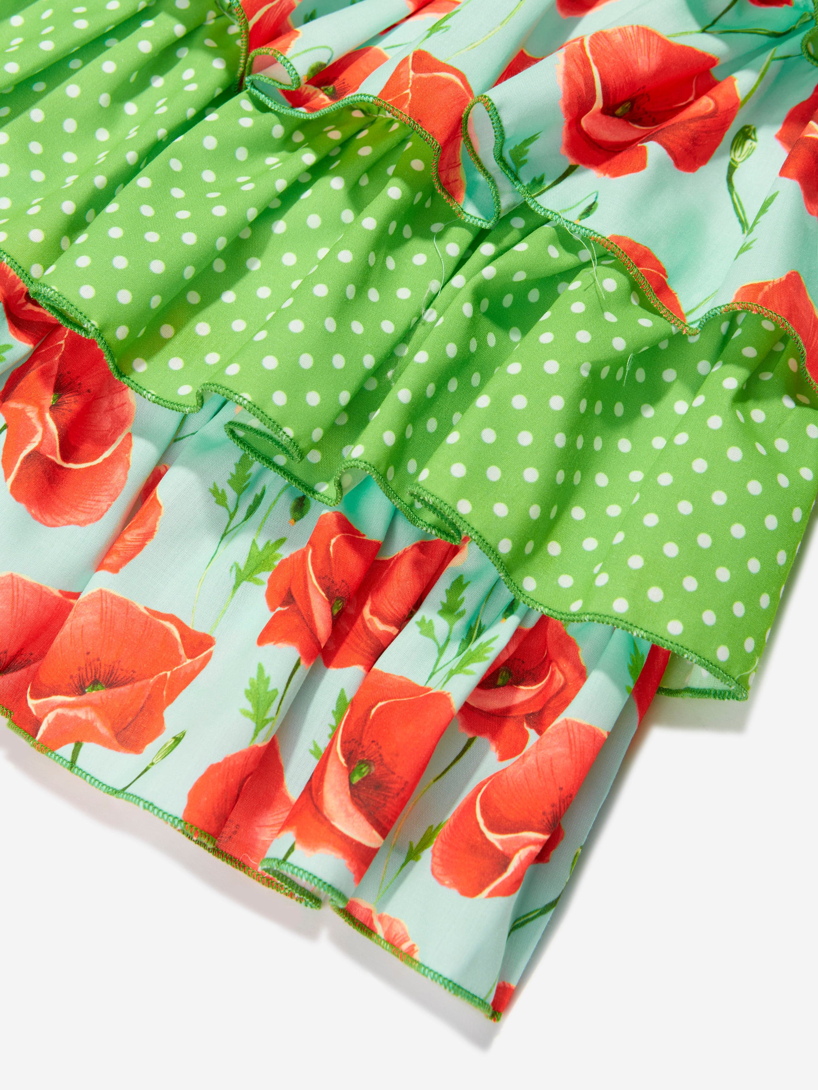 Selini Action Girls Ruffle Poppy Dress in Green