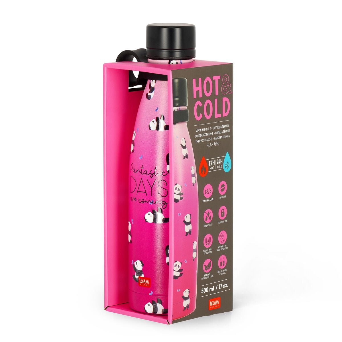 Legami - 500 ml Vakum Şişe - Panda - Sıcak ve Soğuk