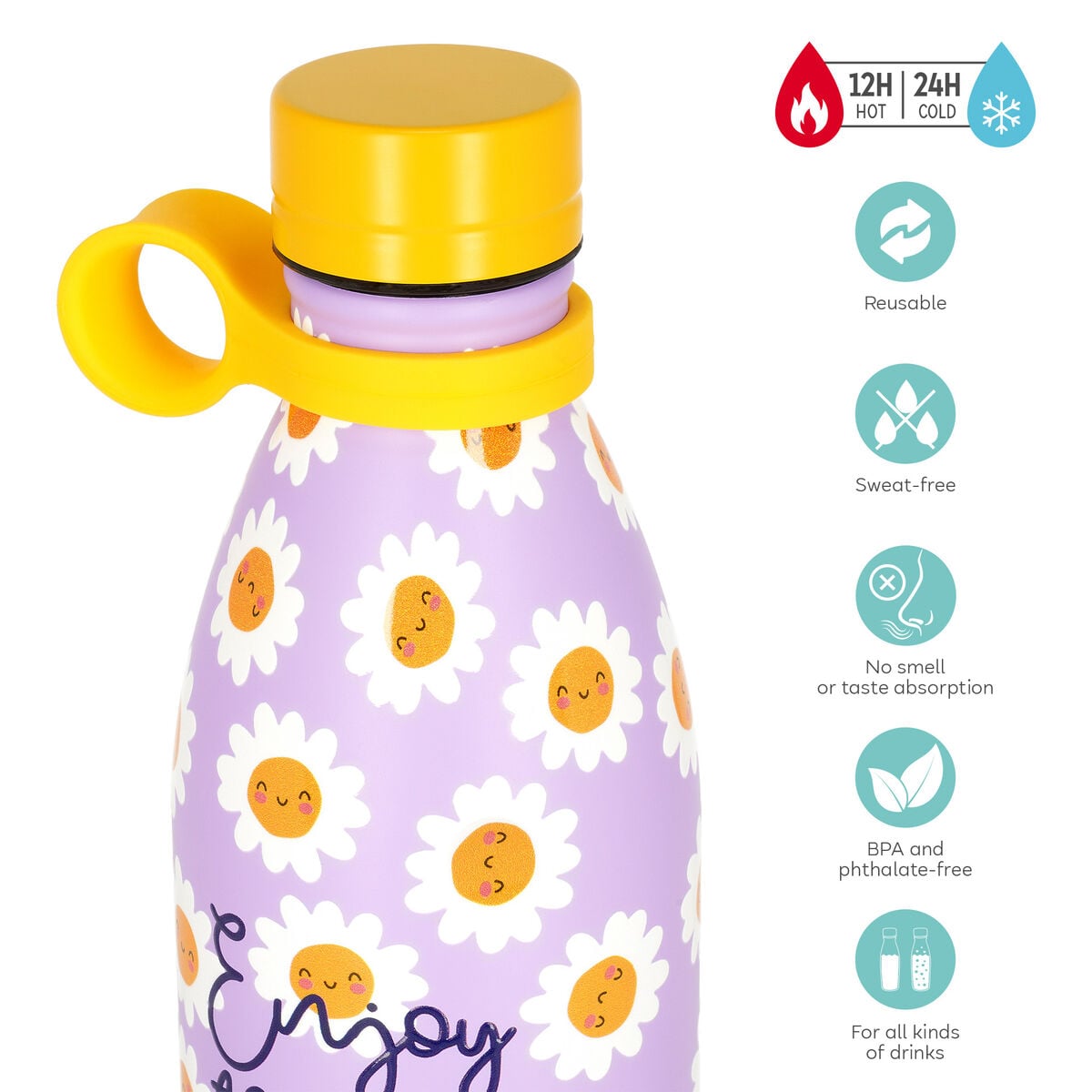 Legami - 800 ml Vakum Şişe - Papatya - Sıcak ve Soğuk