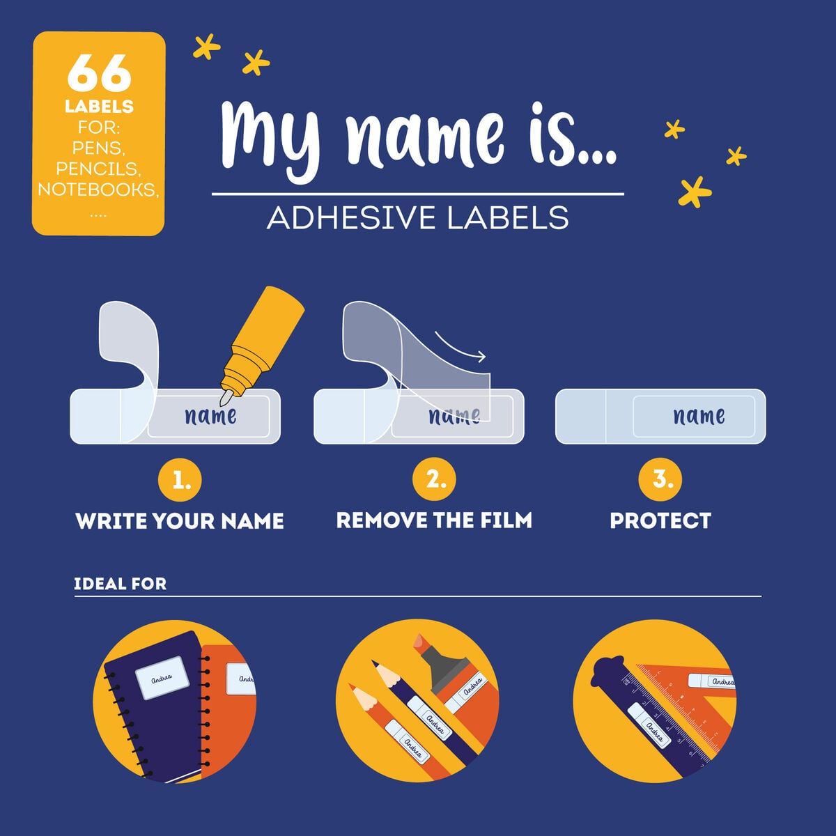Legami - Yapışkanlı Labels ile Protective Film - My Name Is... - Uzay