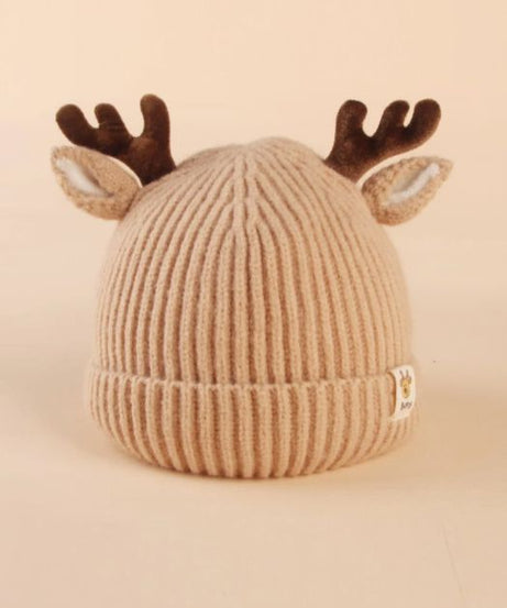 Dinossi - Geyik Boynuz ve Kulaklı Çocuk Beresi Krem-Dinossi