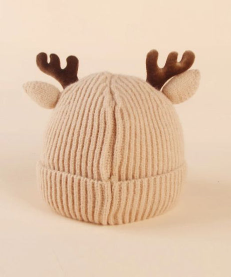 Dinossi - Geyik Boynuz ve Kulaklı Çocuk Beresi Krem-Dinossi