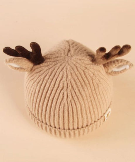 Dinossi - Geyik Boynuz ve Kulaklı Çocuk Beresi Krem-Dinossi