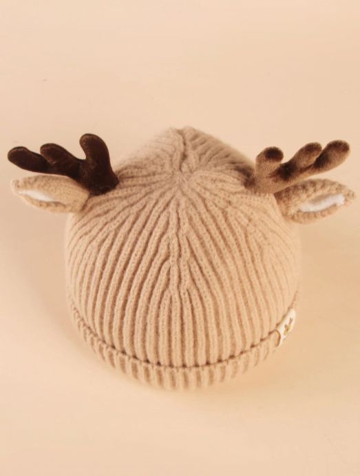 Dinossi - Geyik Boynuz ve Kulaklı Çocuk Beresi Krem-Dinossi