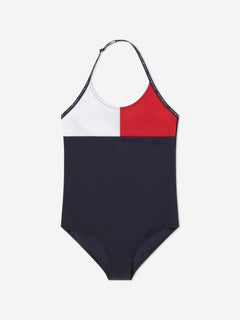 Tommy Hilfiger Girls Flag Swimsuit in Navy