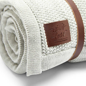 The Little Green Sheep Organic Knitted Fleece Baby Blanket - Dove-Blankets- | Natural Baby Shower