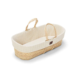 The Little Green Sheep Organic Knitted Moses Basket & Mattress - Linen-Moses Baskets- | Natural Baby Shower