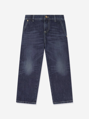 Versace Boys Slim Fit Jeans in Blue