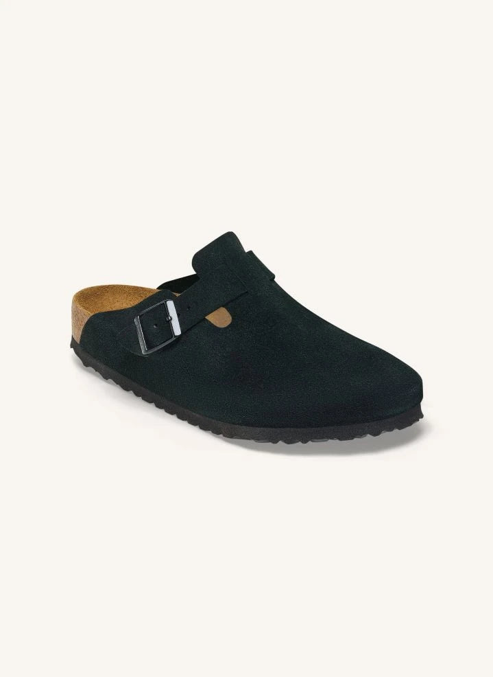BIRKENSTOCK - Boston SFB Süet Deri Terlik | Siyah