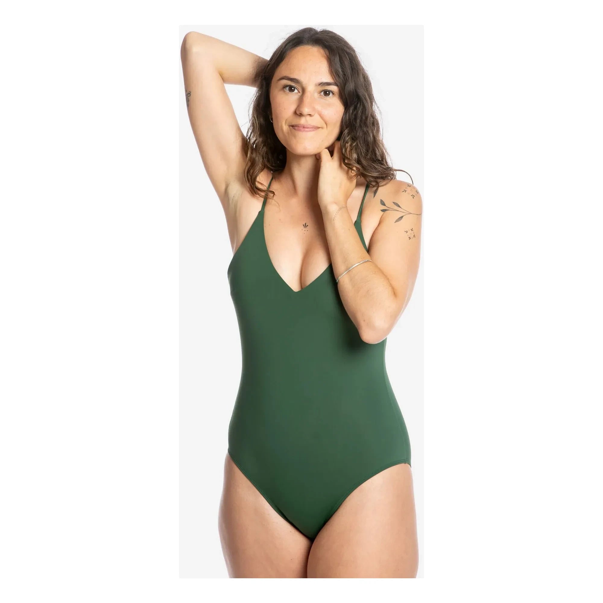Matona - 1-piece V-neck jersey Recycled fibres | Chrome green