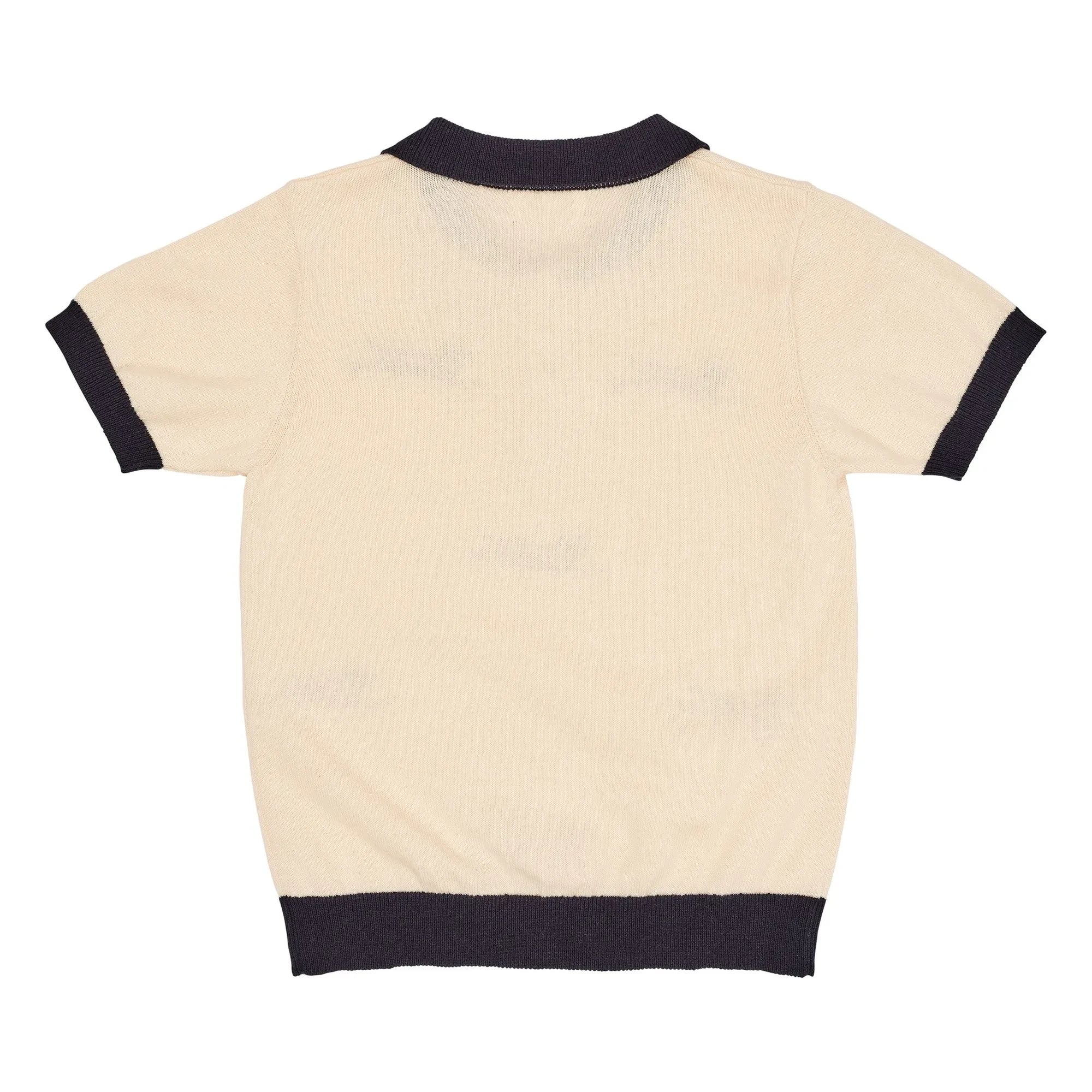 Copenhagen Colors - Fein gestricktes besticktes Poloshirt | Ecru