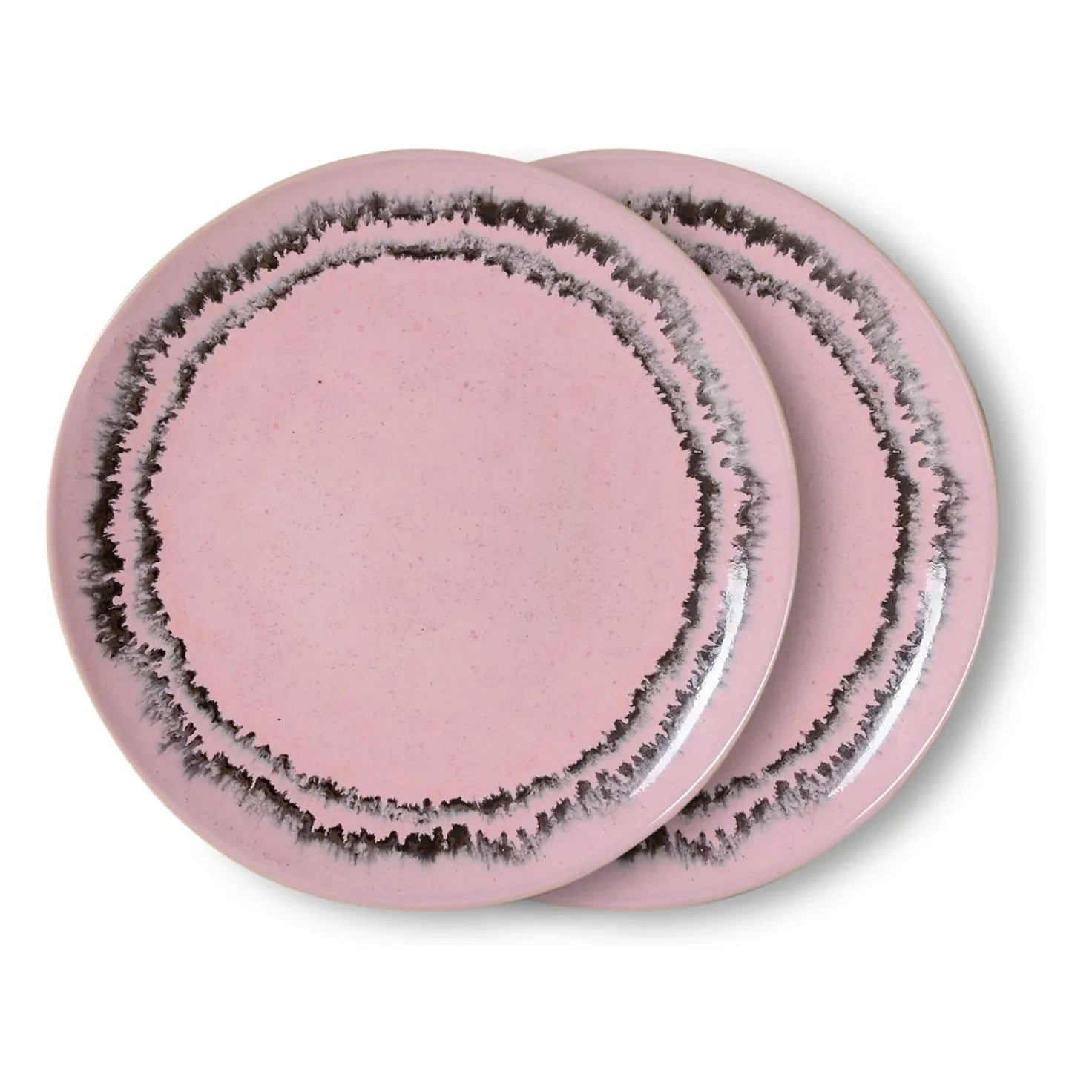 HKliving - Kabarcıklı seramik tatlı tabakları - 2'li Set | Pembe