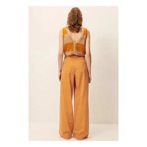 Sessùn - Provencia Cotton Striped Trousers | Orange