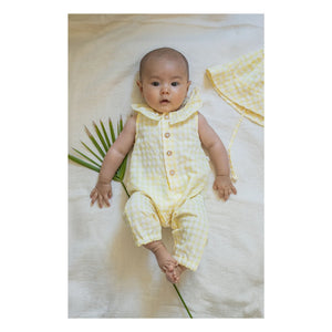 1+ in the family - Egina Vichy Seersucker Overall | Hellgelb