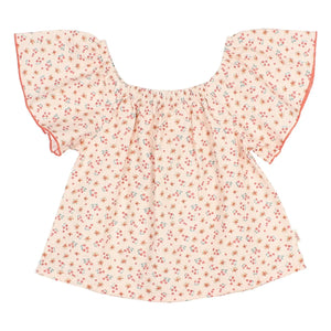 Búho - Seersucker Bluse mit Blumenmuster | Pfirsich