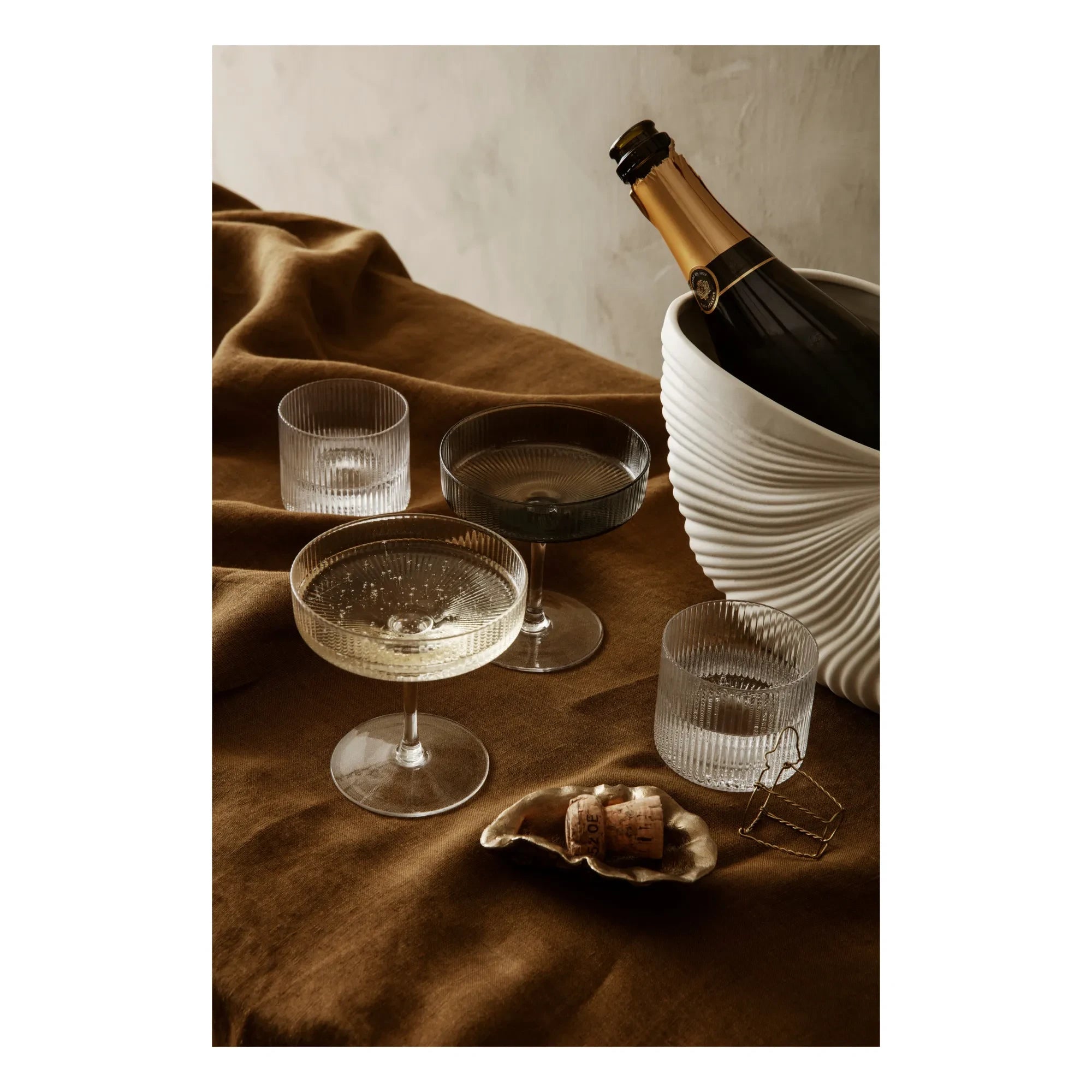 Ferm Living - Ripple Champagnerglas - 2er Set