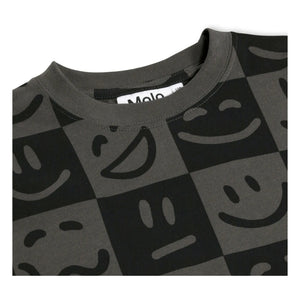 Molo – Riley Emotion Damier T-Shirt aus Bio-Baumwolle | Schwarz