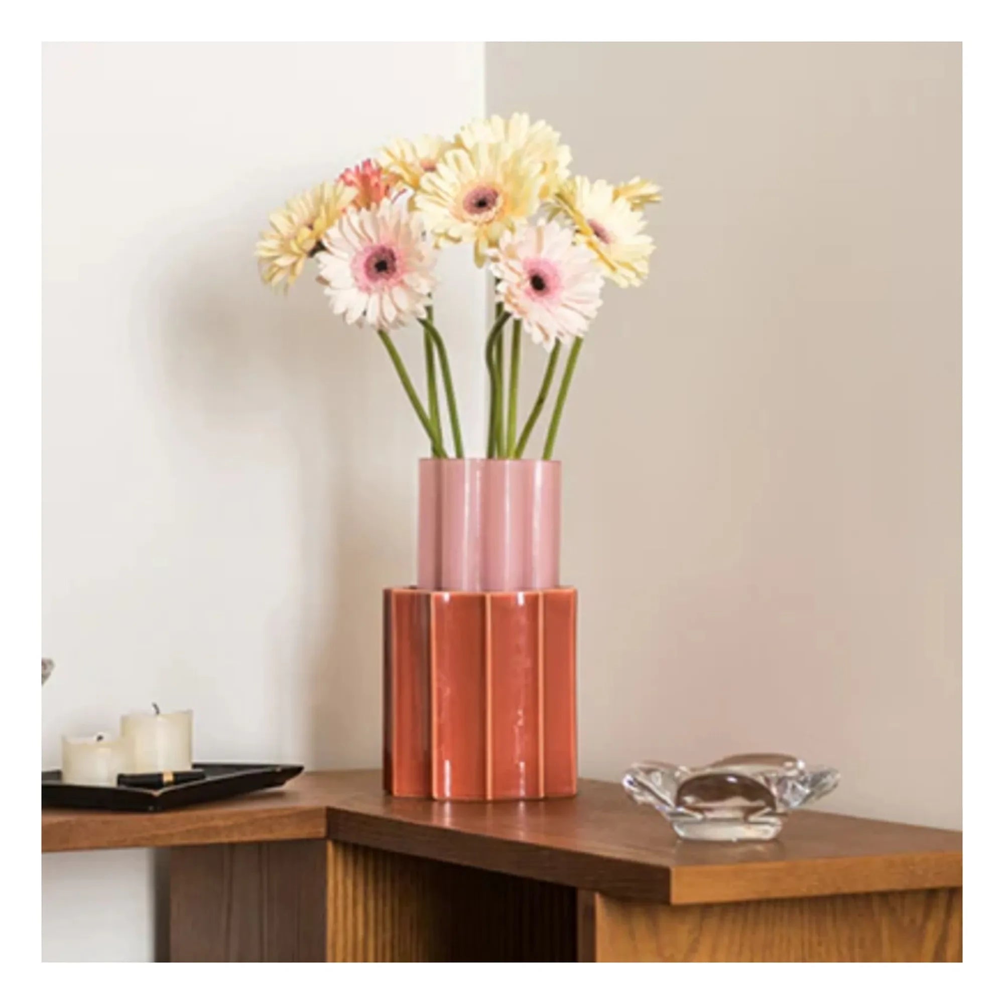 The Socialite Family - Duetto Vase aus Glas und Keramik | Zuckerrosa