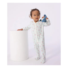 Petit Bateau - Pyjamas Dors Bien Çizgili Çiçekli | Beyaz
