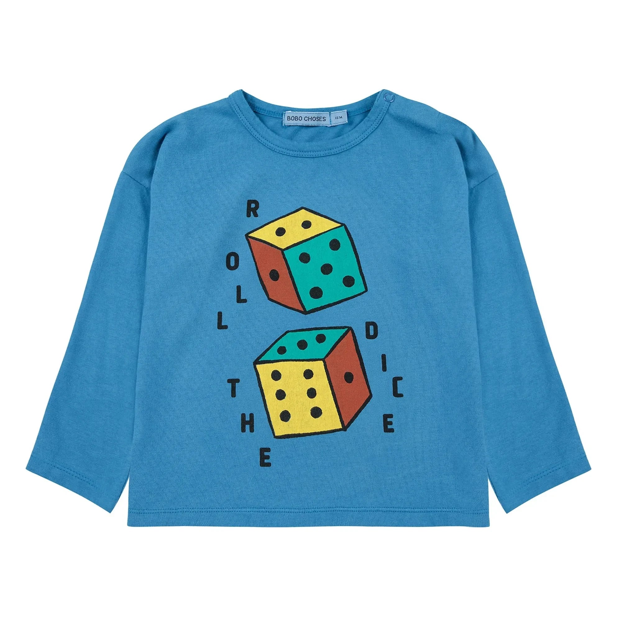 Bobo Choses - Roll The Dice Uzun Kollu Tişört Organik pamuk | Azure mavi