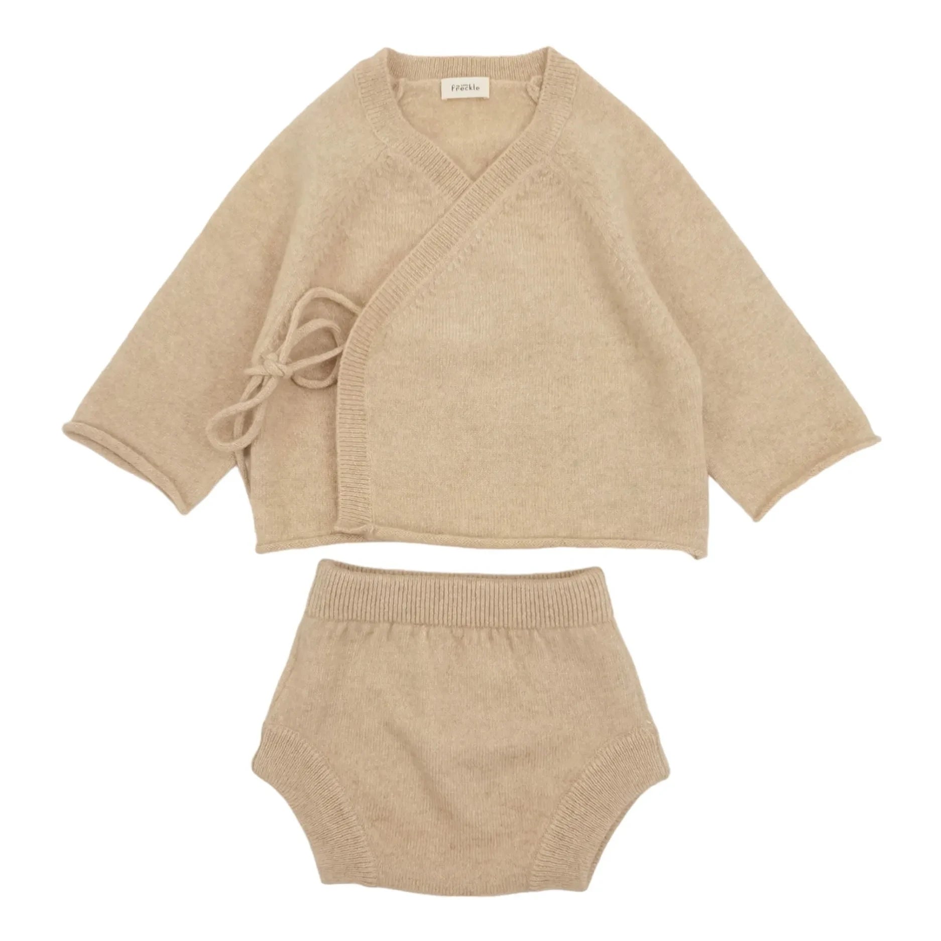 My Little Freckle - Organic Cashmere Bloomer + Wrap Cardigan Set | Beige