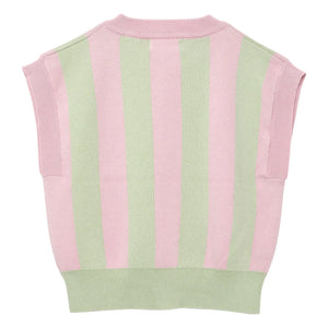 True Artist - Striped Organic Cotton Sleeveless Vest | Light Pink