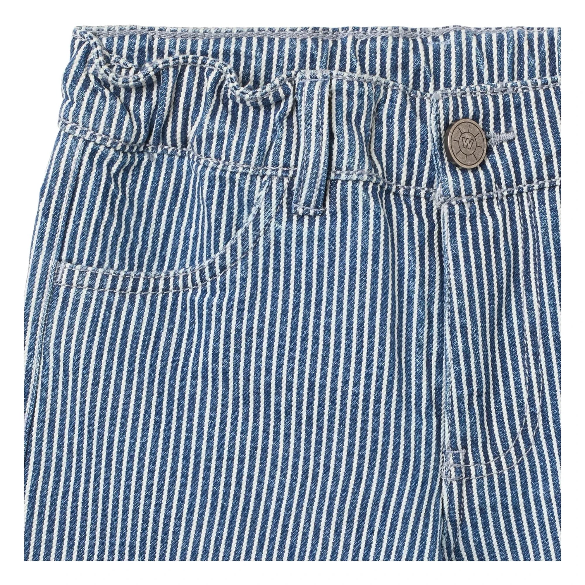 Wheat - Striped Christian Denim Bermuda Shorts Organic Cotton | Blue