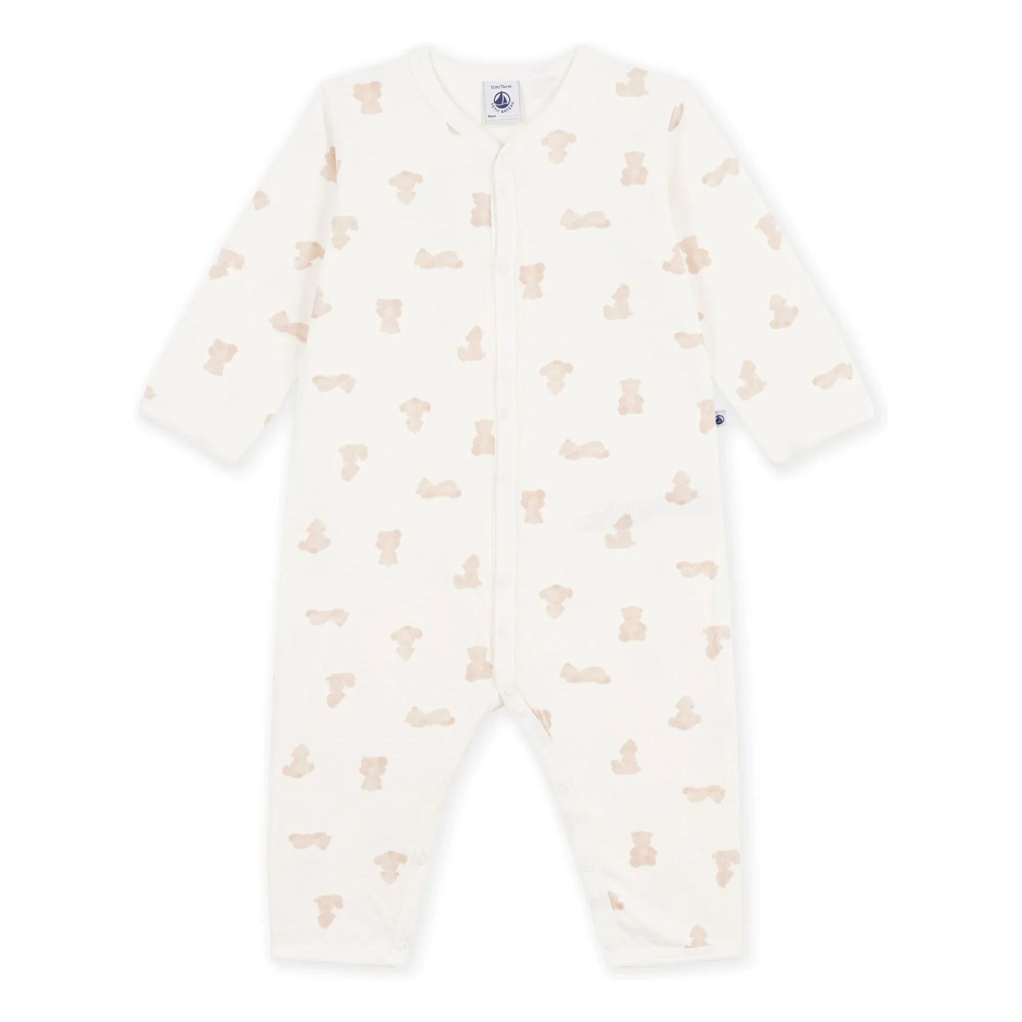 Petit Bateau - Sleep Well Teddy Bear Pijama Organik Pamuk Tubic | Beyaz