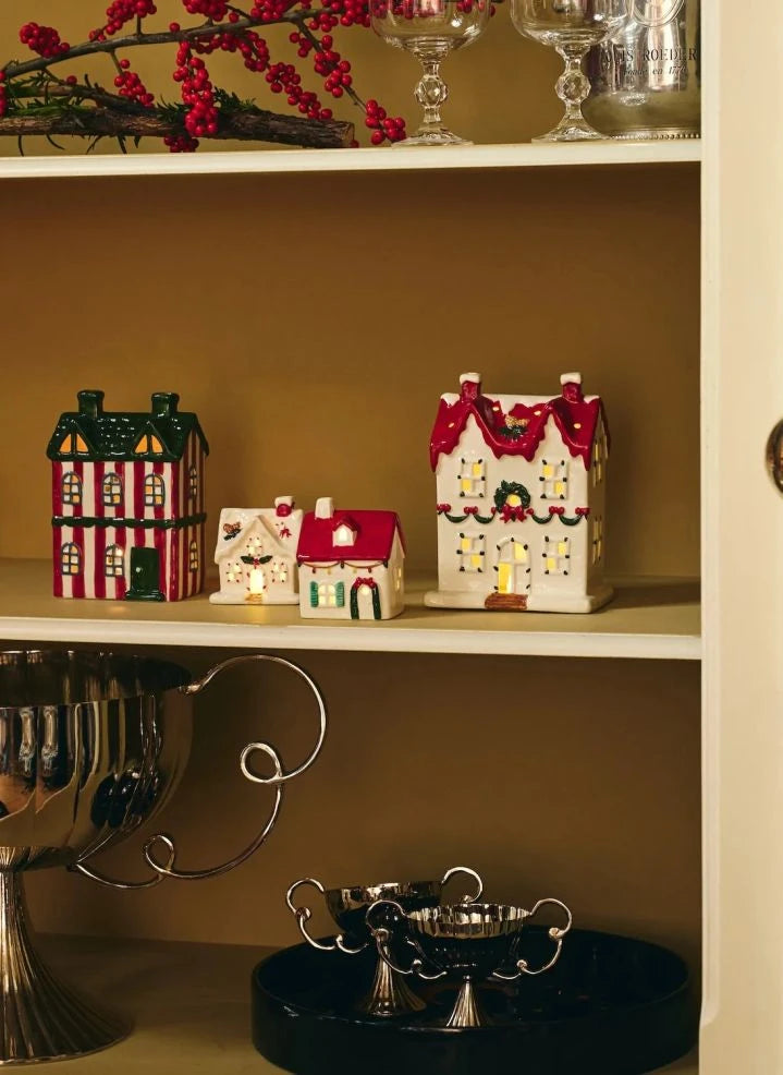 Anna + Nina - Bright LED Christmas Gingerbread House | Red