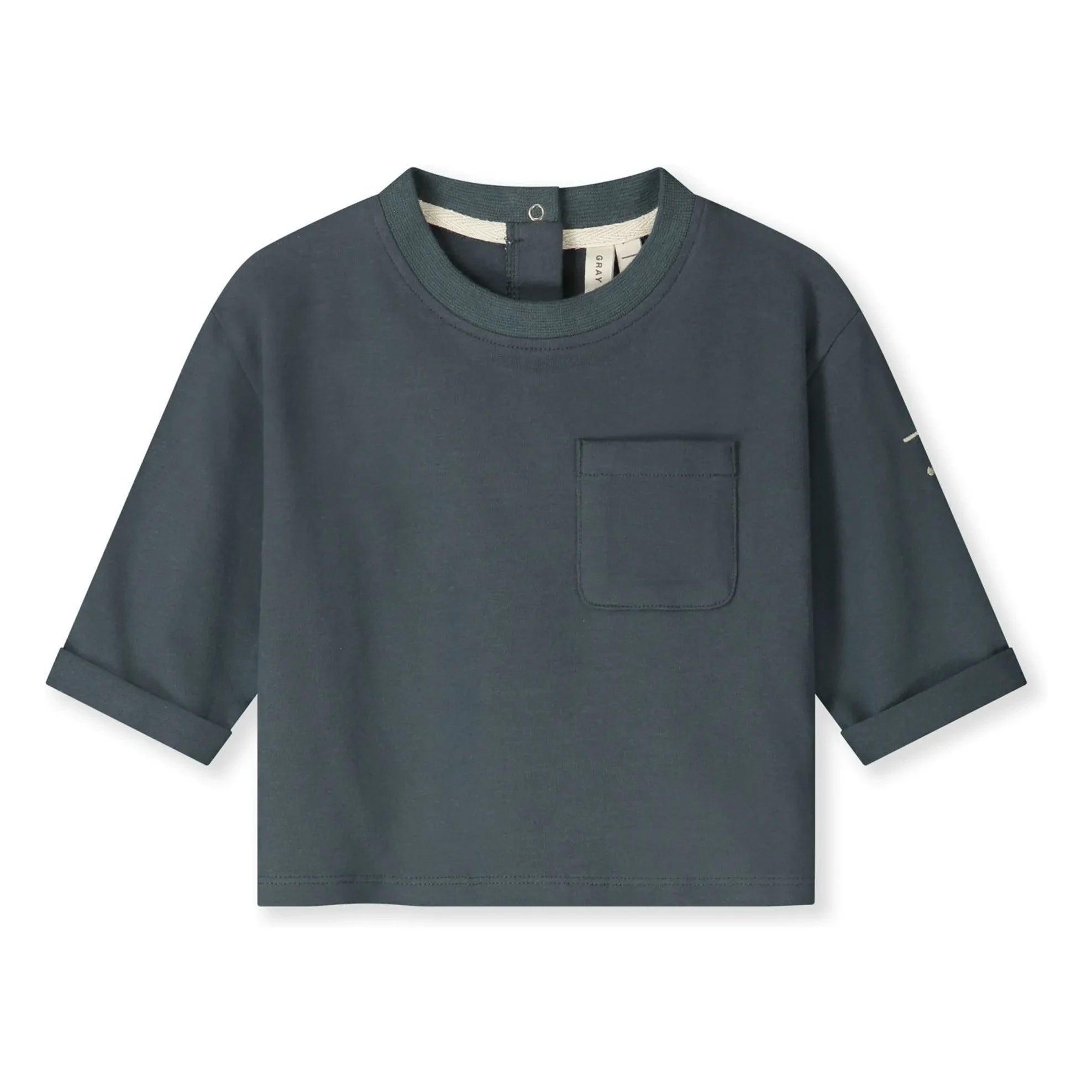 Gray Label - Organik pamuklu T-shirt | Gri mavi