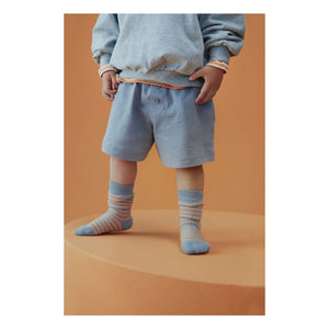Gray Label - Çizgili Organik Pamuklu Soket Çorap | Kayısı