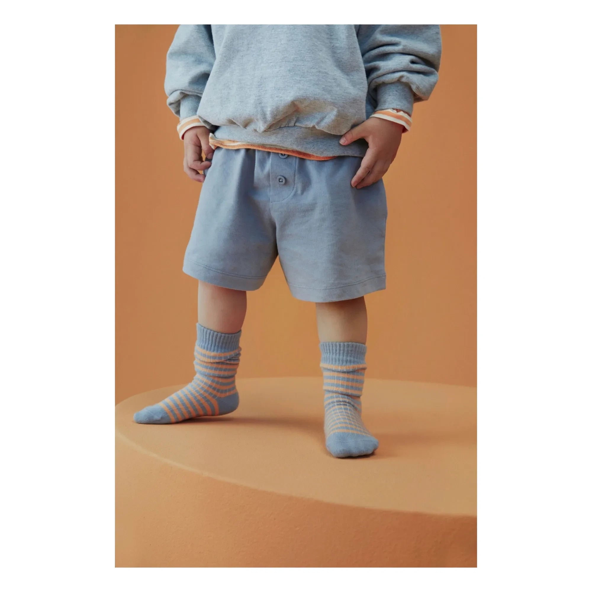 Gray Label - Çizgili Organik Pamuklu Soket Çorap | Kayısı