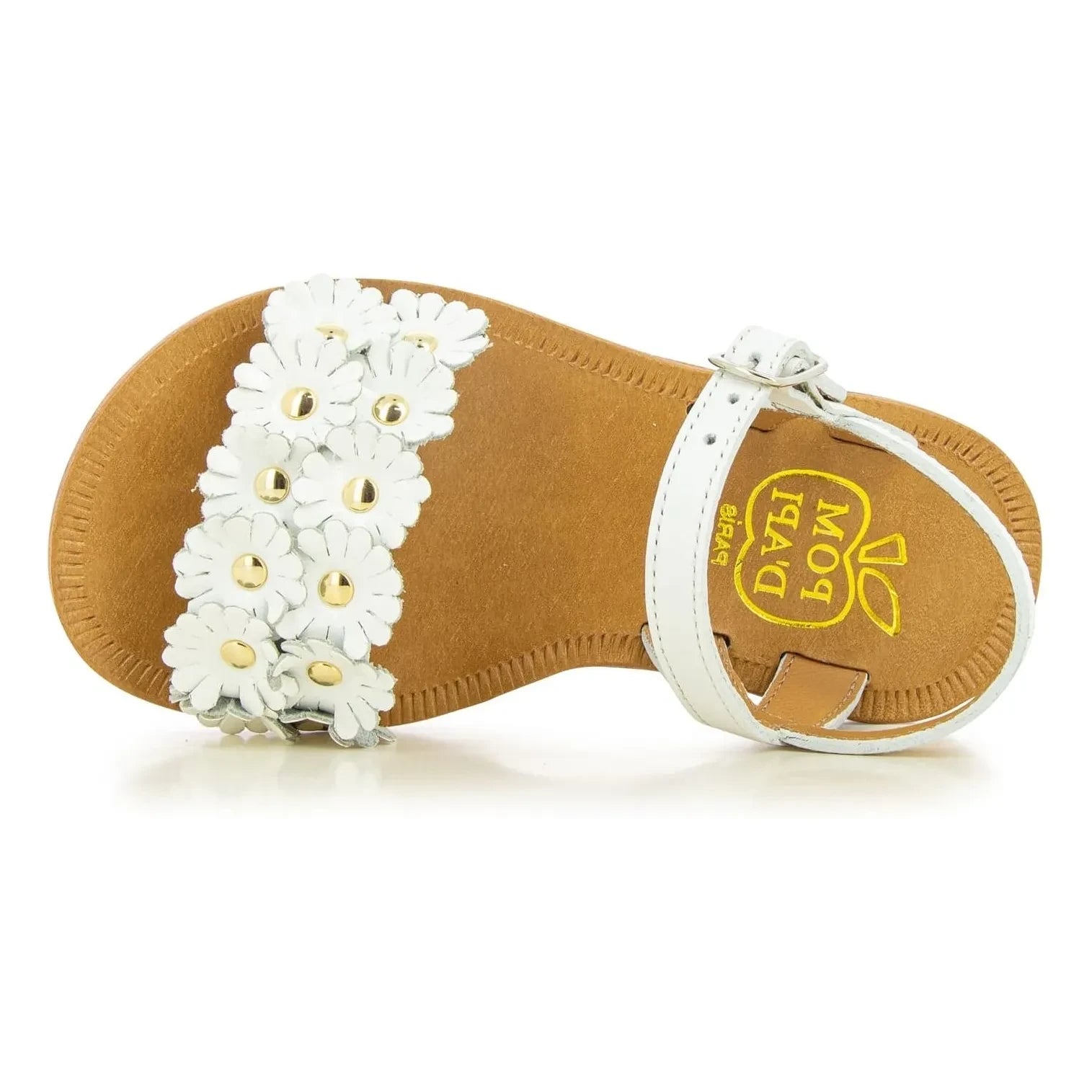 Pom d'Api - Plagette Multi Flo sandaletler | Beyaz saten