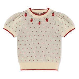 Fliink - Bolette Erdbeer Kurzarm Pullover | Ecru