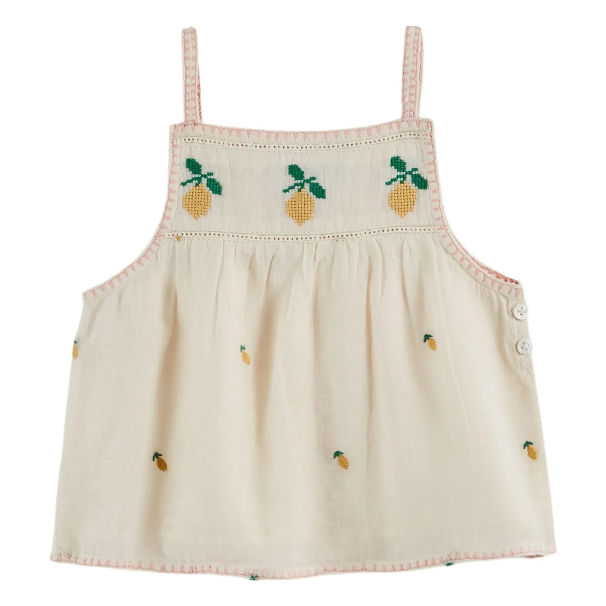 Emile et Ida - Besticktes Zitronen-Top | Creme