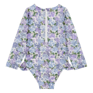 Studio Bohème - Josepha Long Sleeve Swimsuit with Floral Pattern | Recycled Fibers | Purple