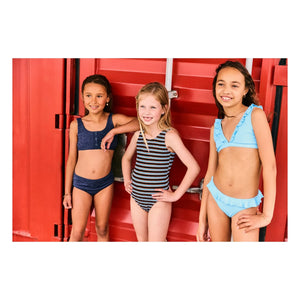 Beachlife - Striped Ribbed Swimsuit | Light Blue
