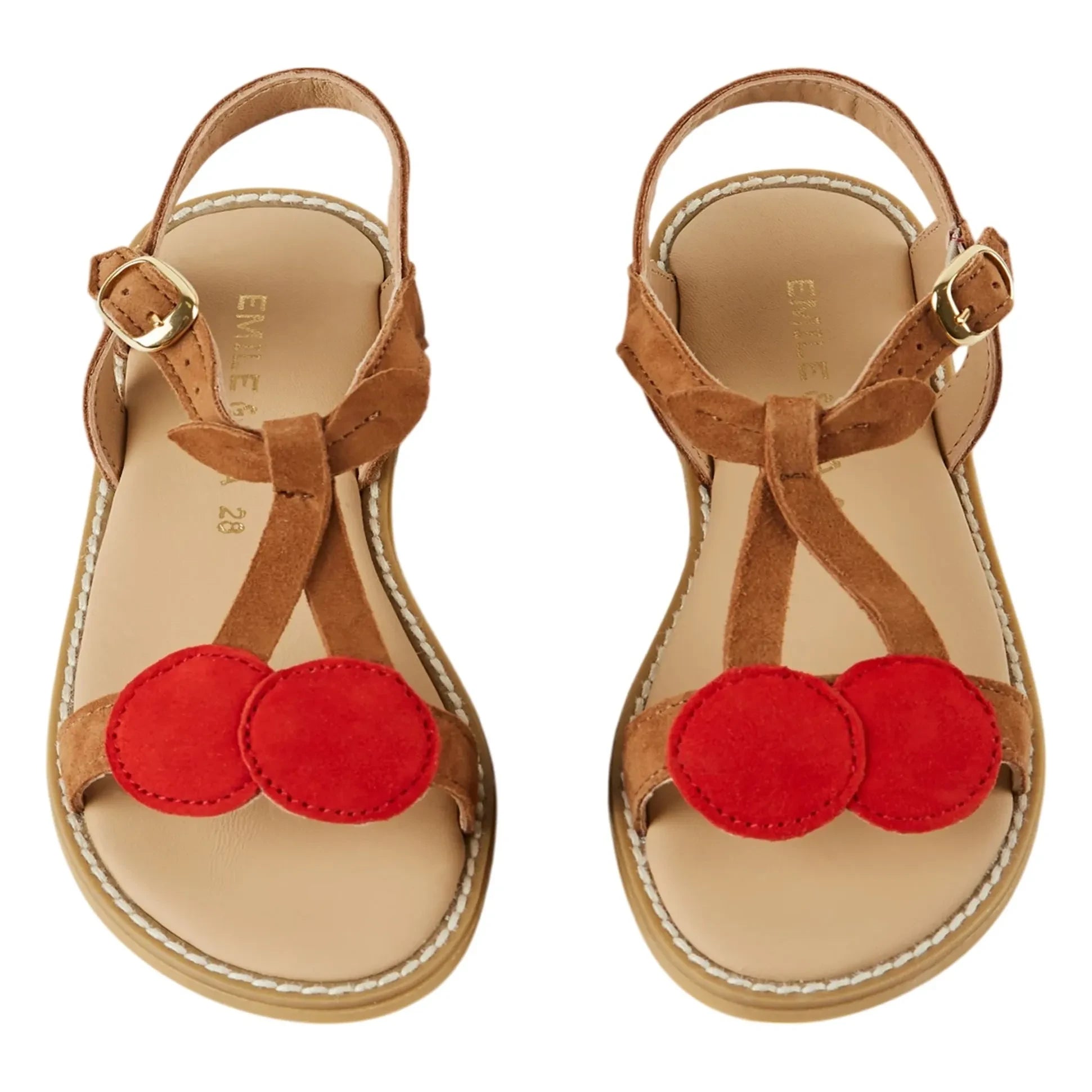 Emile et Ida - Cerises Leather Sandals | Red