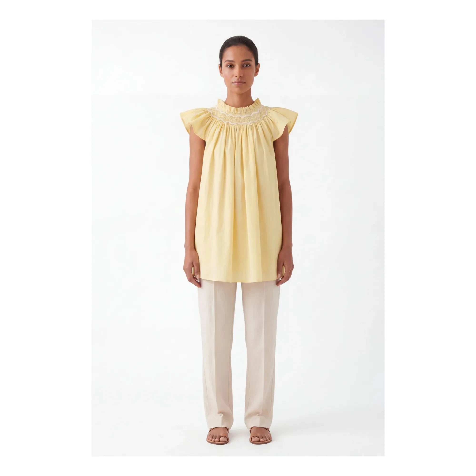 BELLEPIECE - Mykonos Baumwollpoplin-Oberteil | Gelb