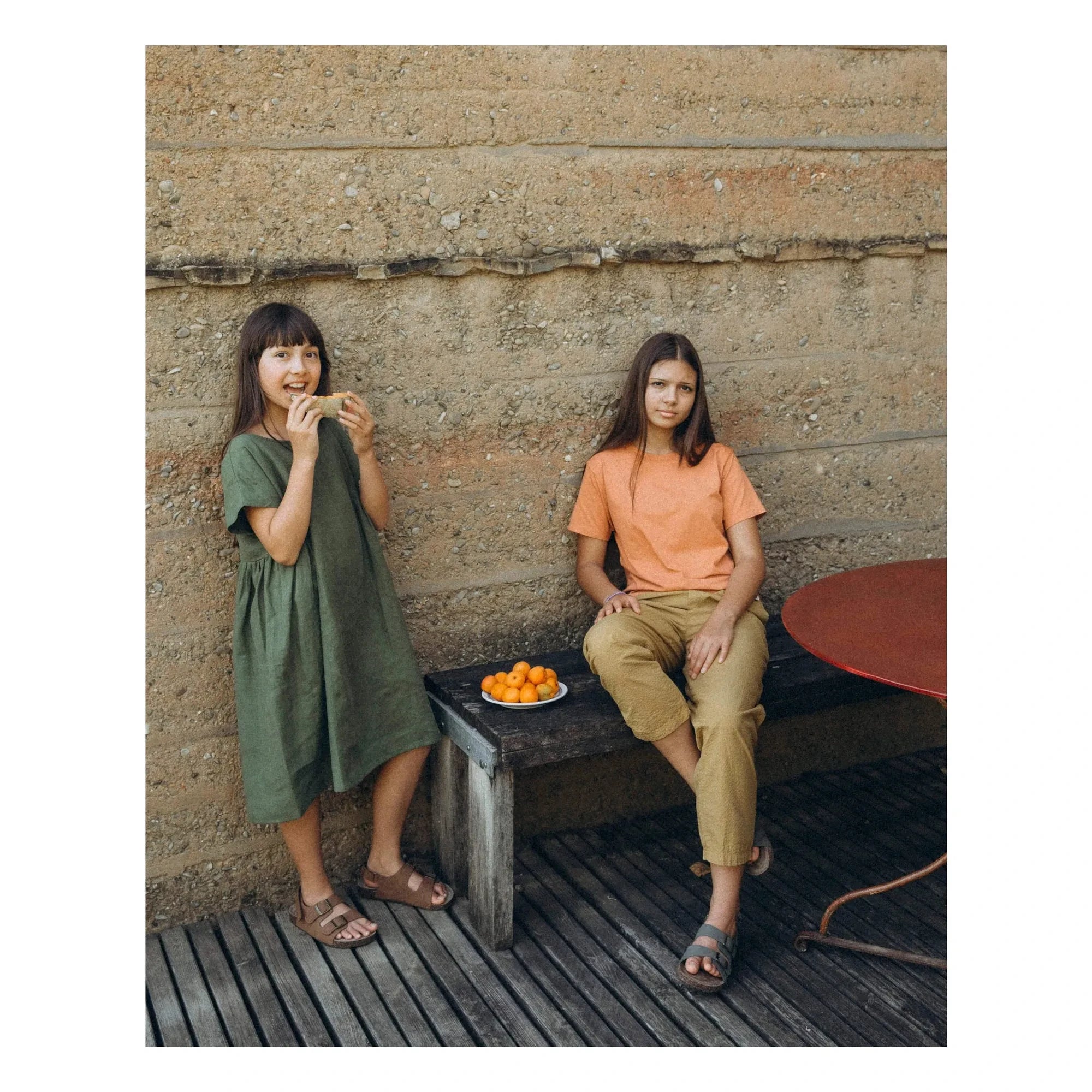 Matona - Boxed Linen Midi Dress | Olives