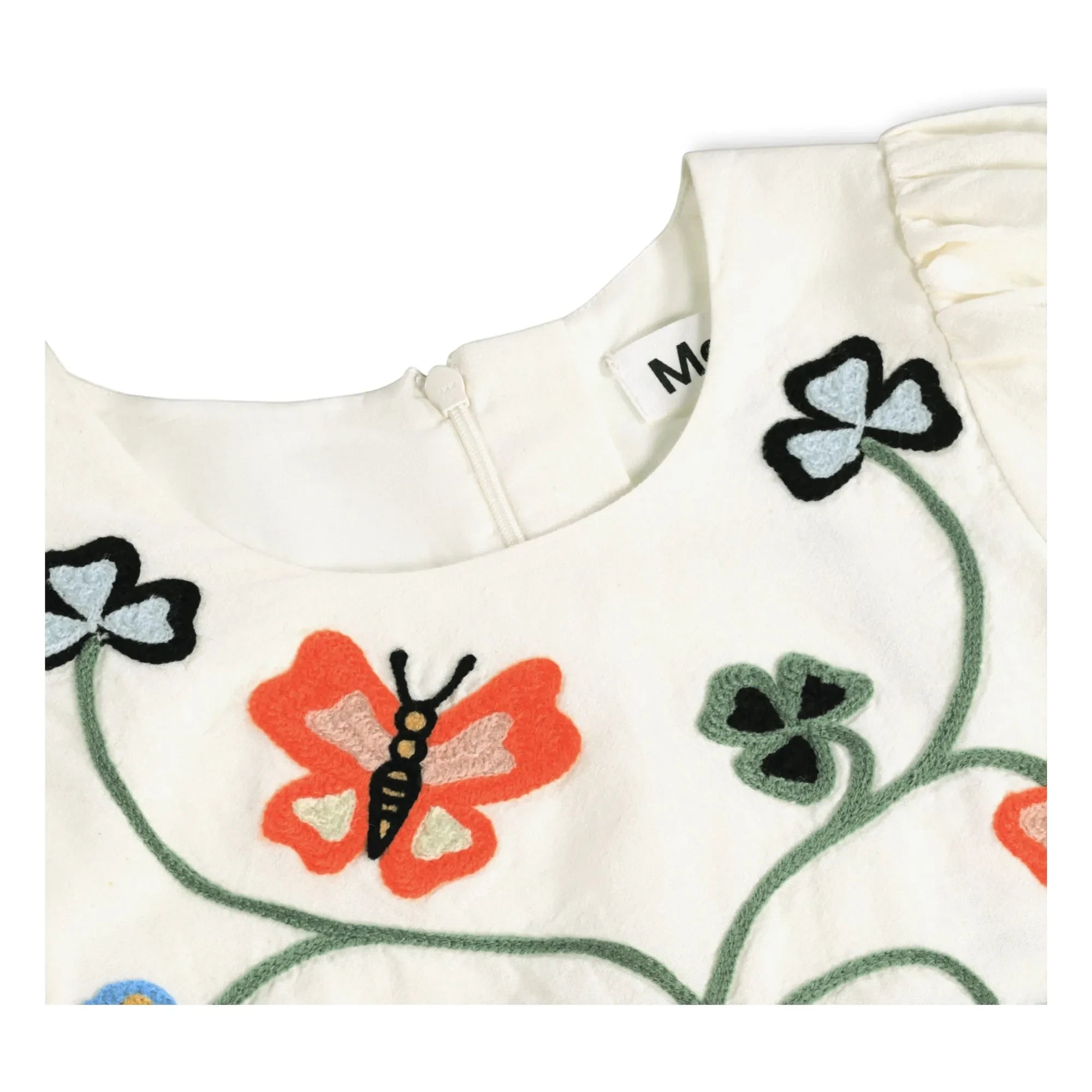 Molo - Gänseblümchenkleid Butterflies Biobaumwolle | Creme
