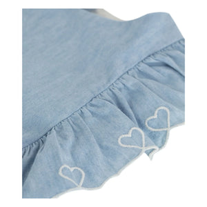 Petit Bateau - Mavi Chambray Fırfırlı Elbise