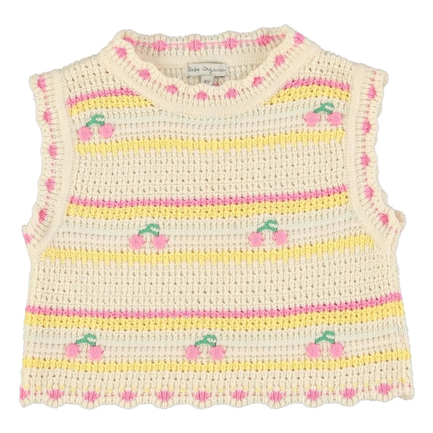 Bebe Organic - Top Kroşe Paloma Kirazlar Organik Pamuk | Ekru