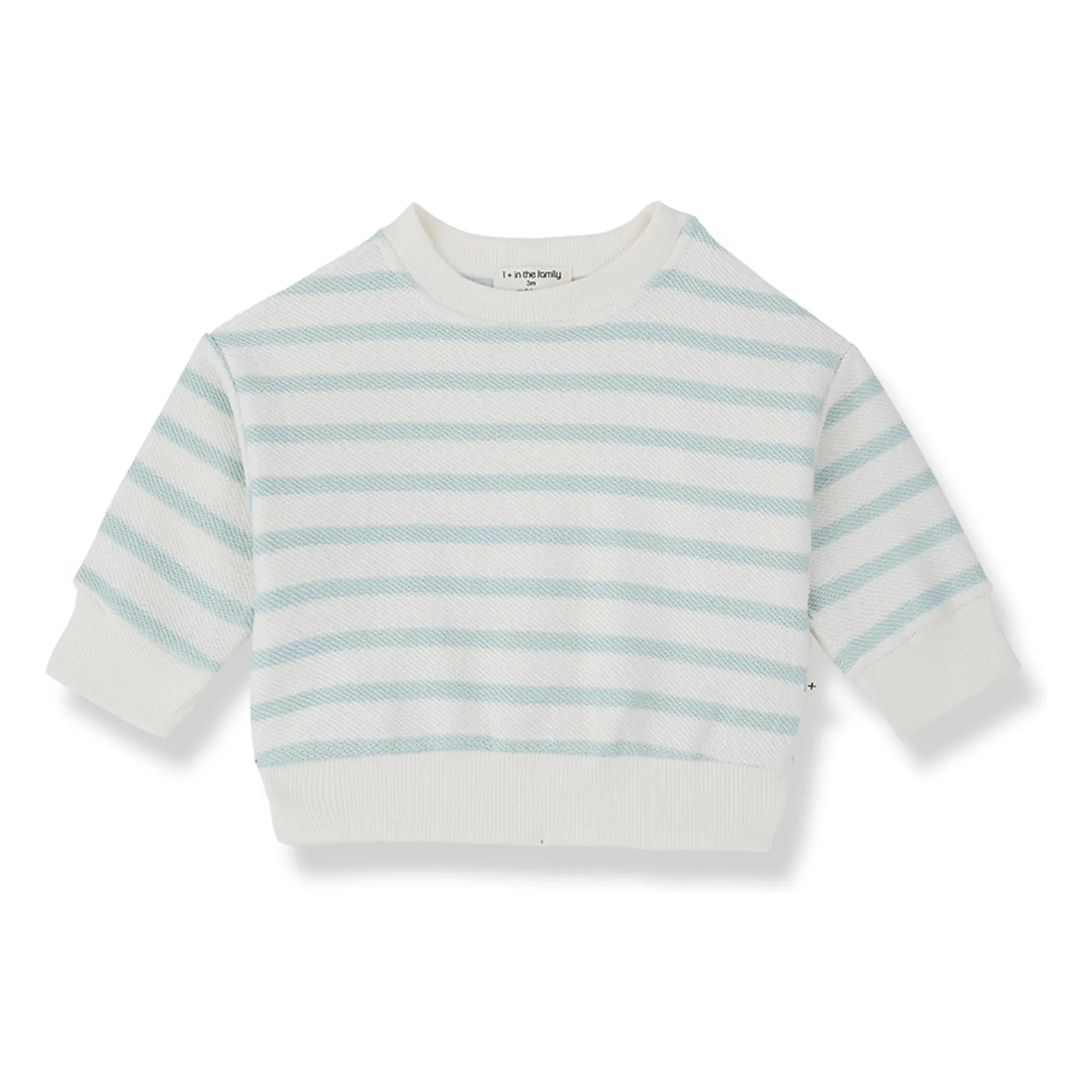 1+ in the family – Gestreiftes Marroig Sweatshirt | Mandelgrün