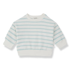 1+ in the family – Gestreiftes Marroig Sweatshirt | Mandelgrün